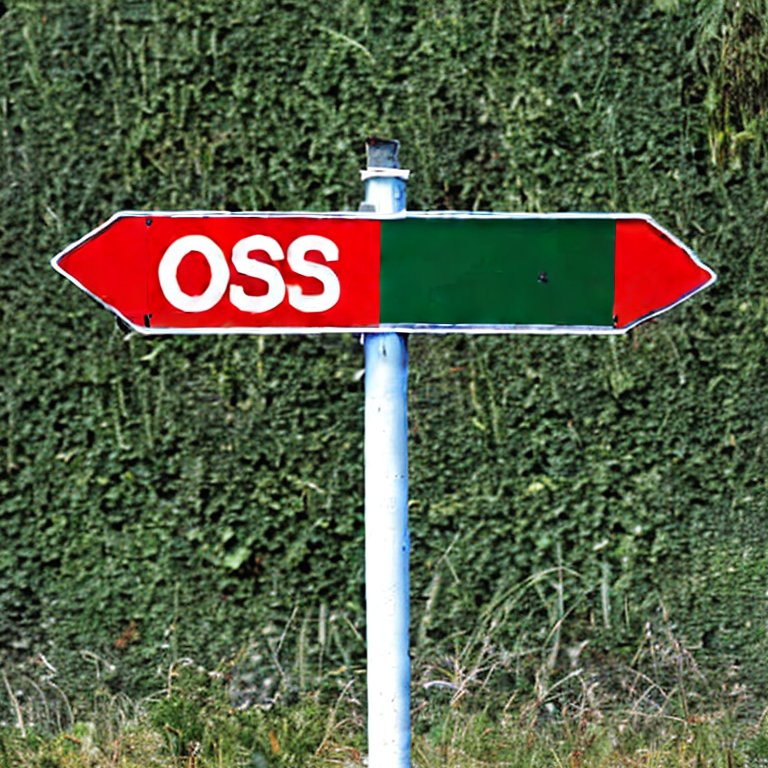 arrow traffic sign with text OSS
